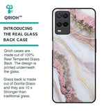Pink & Gold Gllitter Marble Glass Case for Realme 8