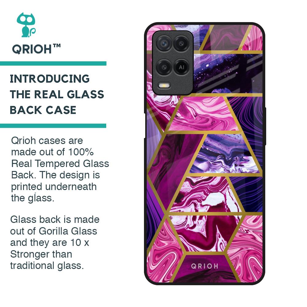 Electroplated Geometric Marble Glass Case for Realme 8