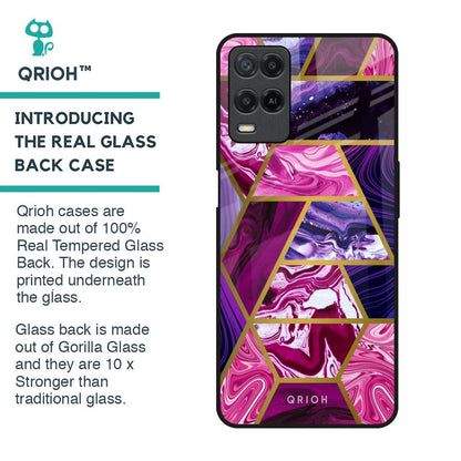 Electroplated Geometric Marble Glass Case for Realme 8