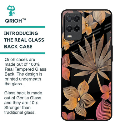 Lines Pattern Flowers Glass Case for Realme 8