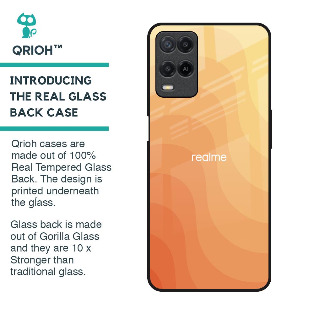 Orange Curve Pattern Glass Case for Realme 8