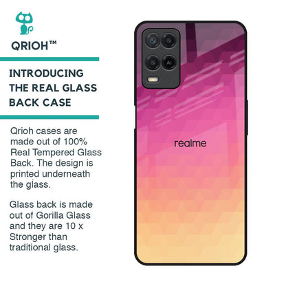 Geometric Pink Diamond Glass Case for Realme 8