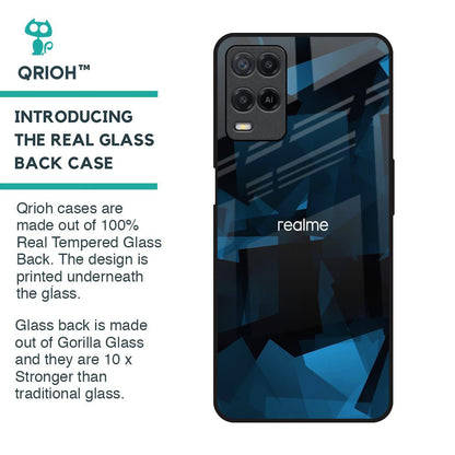 Polygonal Blue Box Glass Case For Realme 8