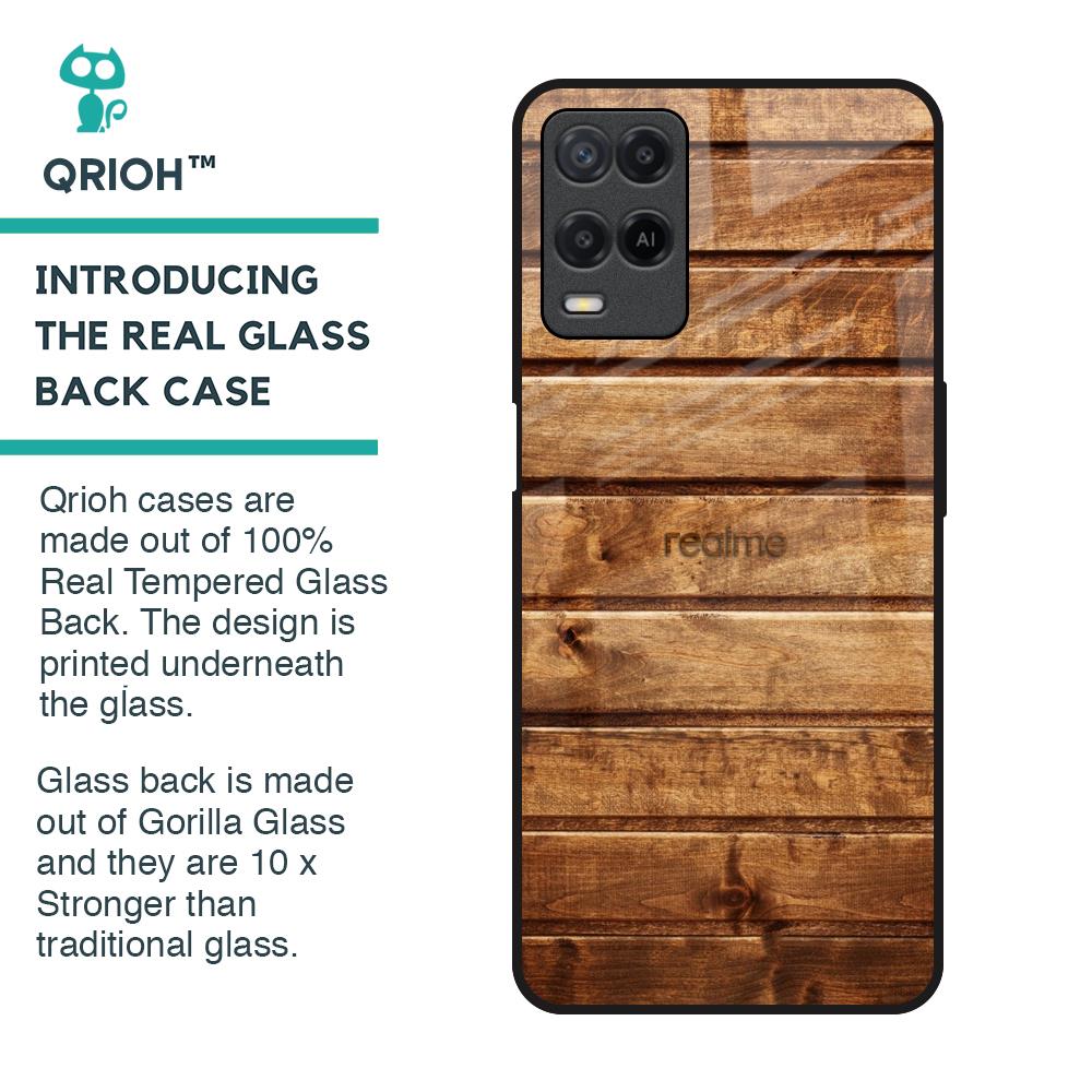 Wooden Planks Glass Case for Realme 8