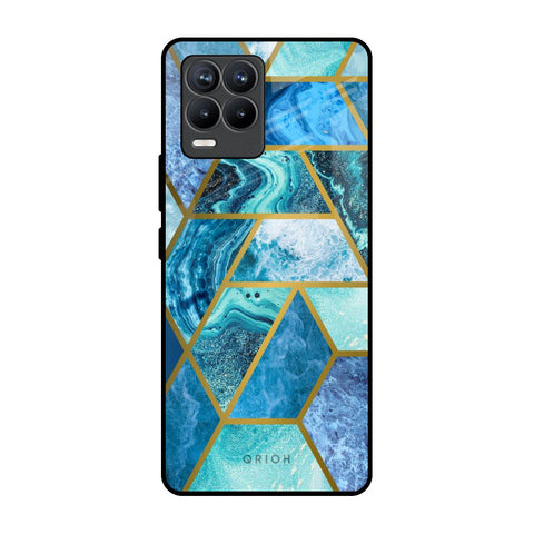 Turquoise Geometrical Marble Realme 8 Pro Glass Back Cover Online
