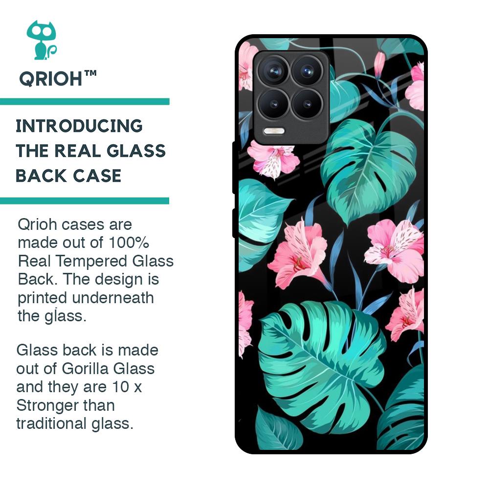 Tropical Leaves & Pink Flowers Glass Case for Realme 8 Pro