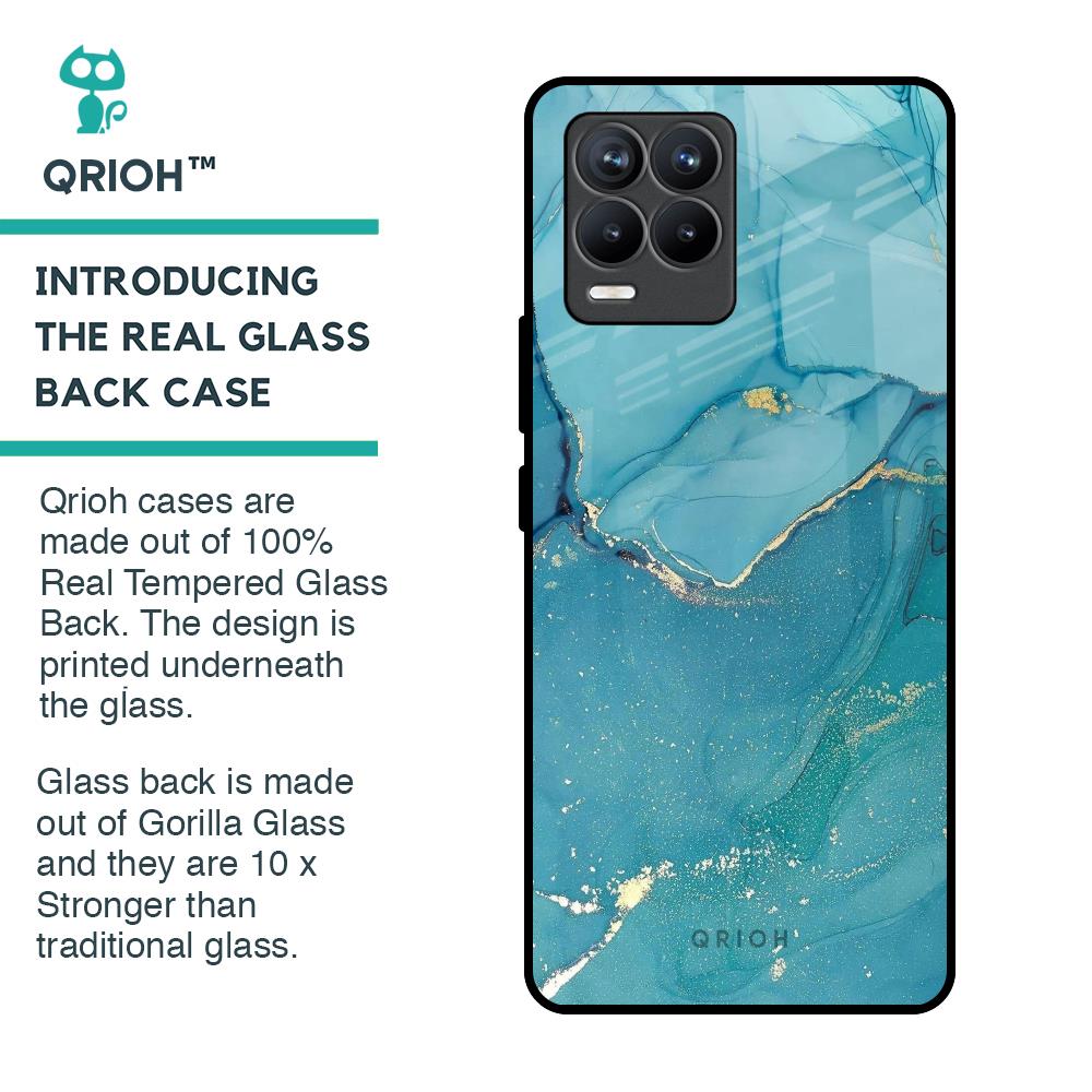 Blue Golden Glitter Glass Case for Realme 8 Pro