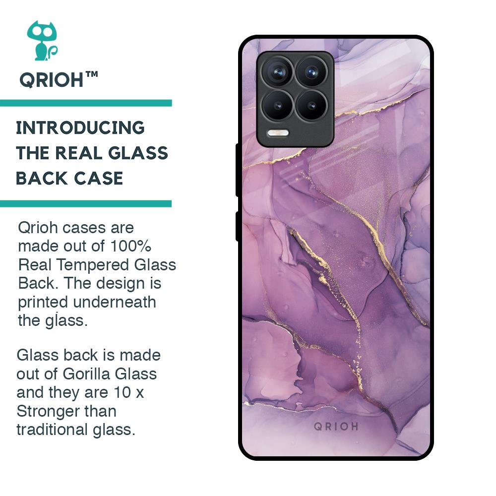 Purple Gold Marble Glass Case for Realme 8 Pro