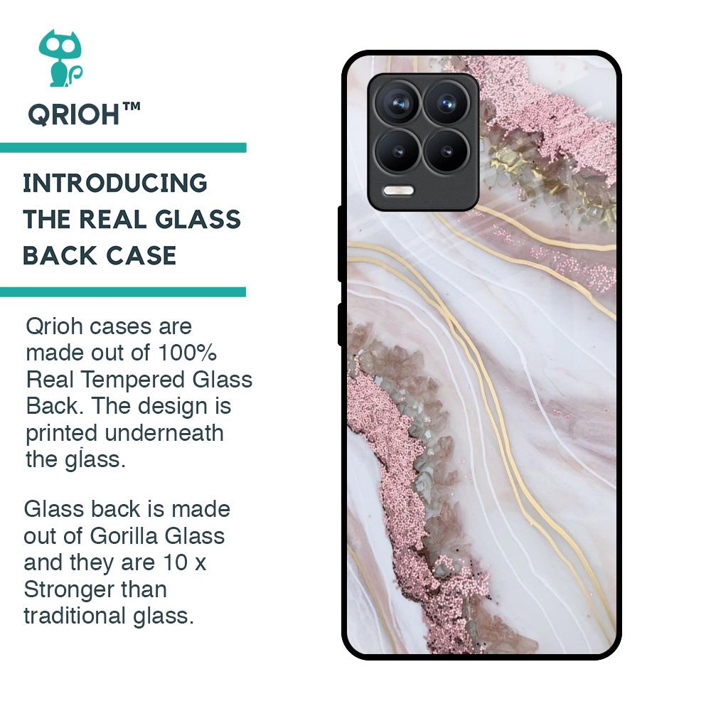 Pink & Gold Gllitter Marble Glass Case for Realme 8 Pro