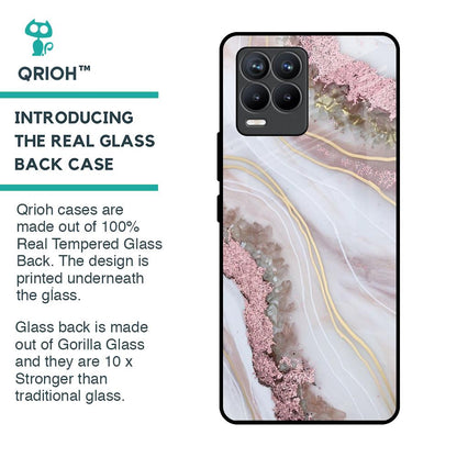 Pink & Gold Gllitter Marble Glass Case for Realme 8 Pro