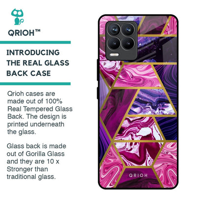 Electroplated Geometric Marble Glass Case for Realme 8 Pro