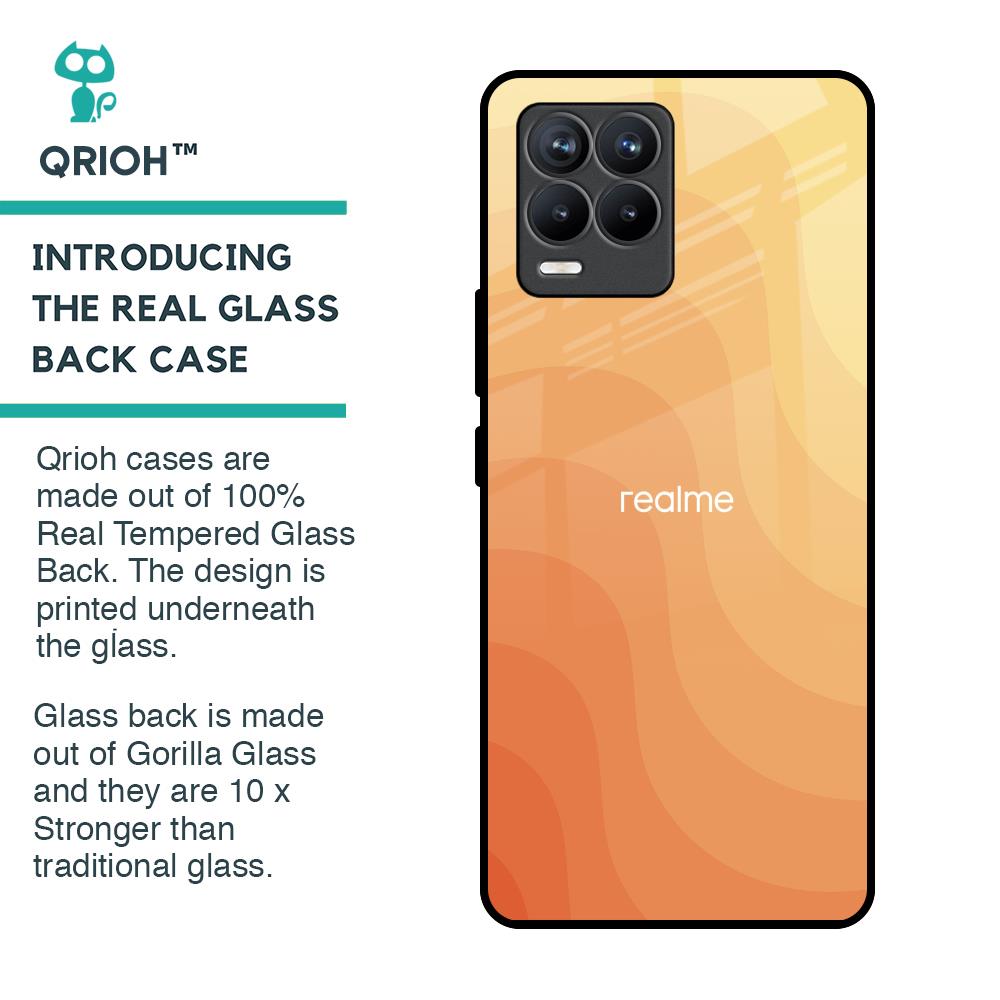 Orange Curve Pattern Glass Case for Realme 8 Pro