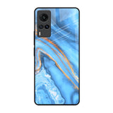 Vibrant Blue Marble Vivo X60 Glass Back Cover Online