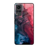 Blue & Red Smoke Vivo X60 Glass Back Cover Online