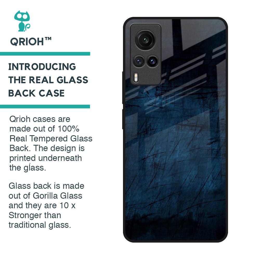 Dark Blue Grunge Glass Case for Vivo X60