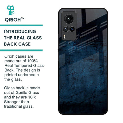 Dark Blue Grunge Glass Case for Vivo X60
