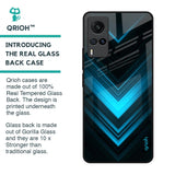 Vertical Blue Arrow Glass Case For Vivo X60