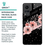 Floral Black Band Glass Case For Vivo X60