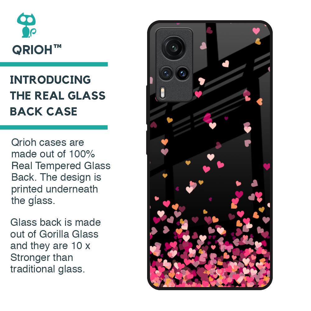 Heart Rain Fall Glass Case For Vivo X60