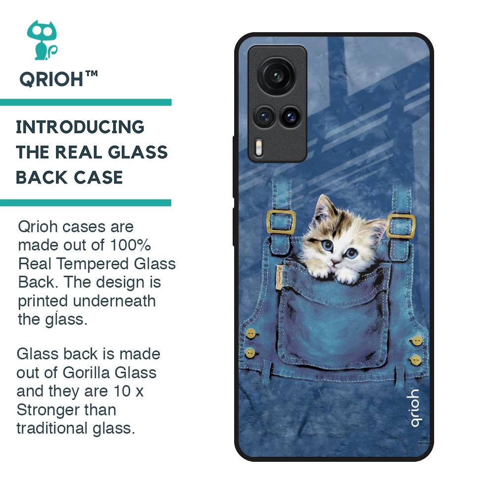 Kitty In Pocket Glass Case For Vivo X60