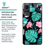 Tropical Leaves & Pink Flowers Glass Case for Vivo X60