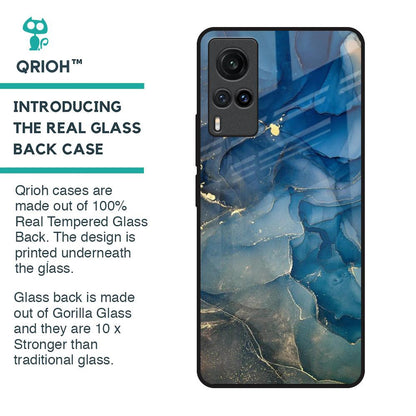 Blue Cool Marble Glass Case for Vivo X60
