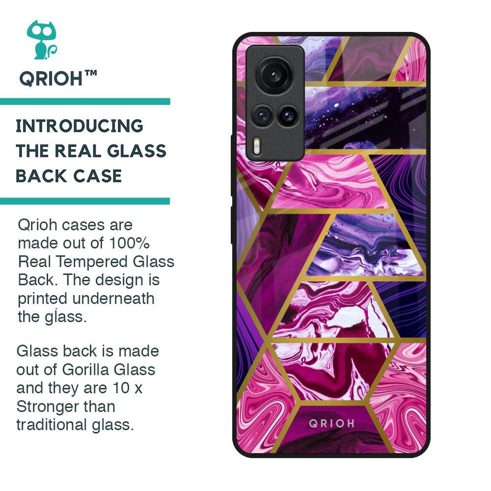 Electroplated Geometric Marble Glass Case for Vivo X60