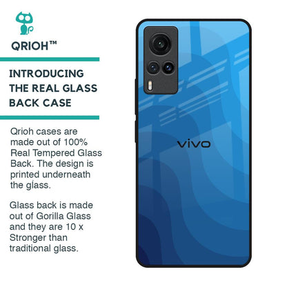 Blue Wave Abstract Glass Case for Vivo X60