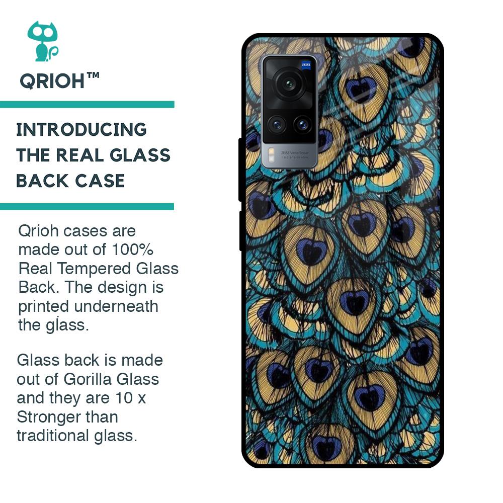 Peacock Feathers Glass case for Vivo X60