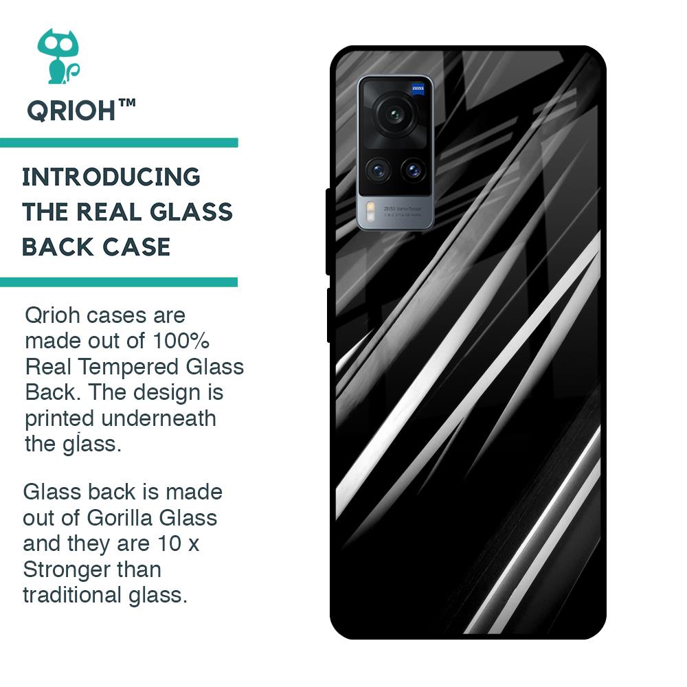 Black & Grey Gradient Glass Case For Vivo X60