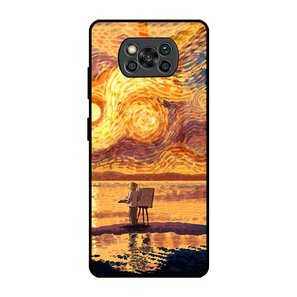 Sunset Vincent Poco X3 Pro Glass Back Cover Online