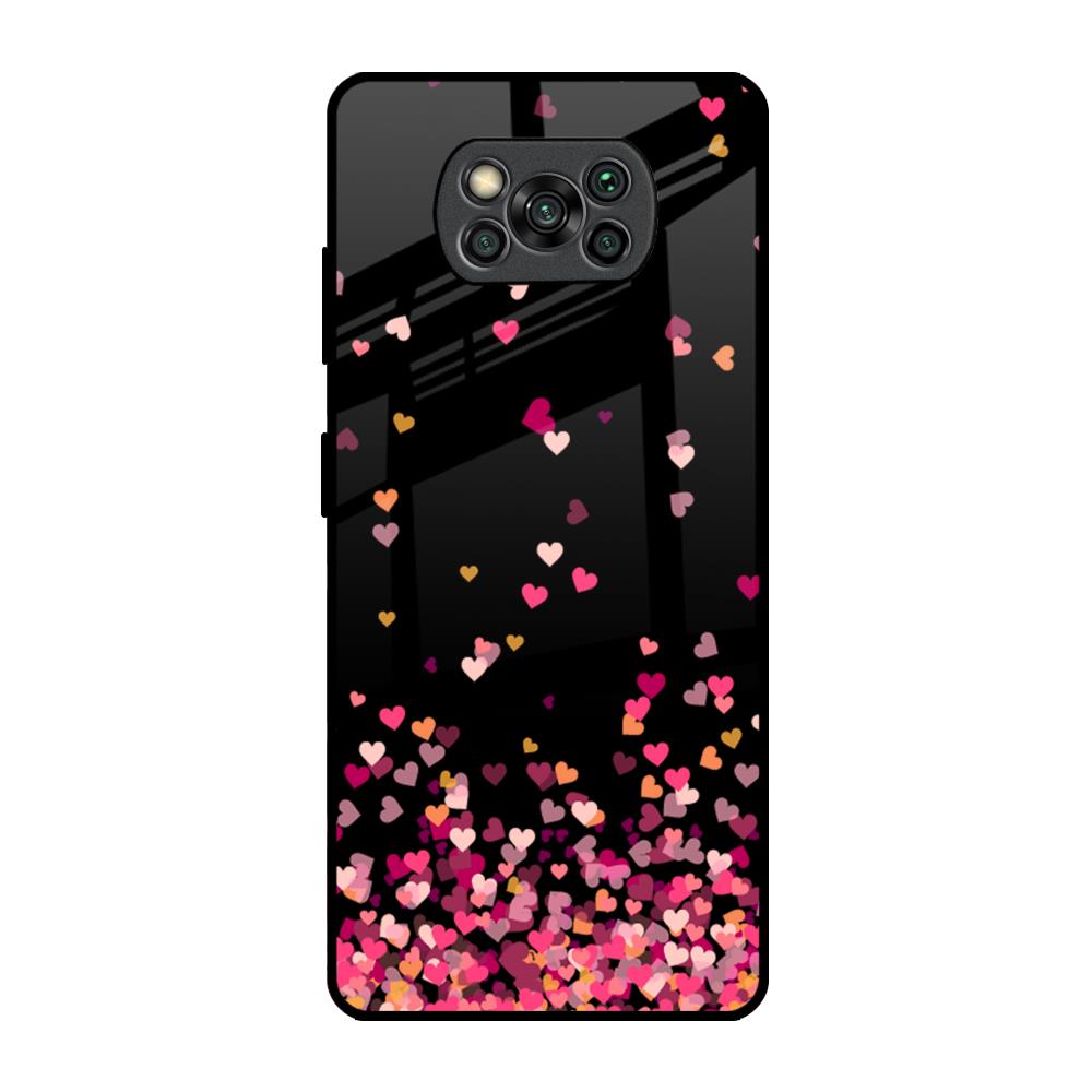 Heart Rain Fall Poco X3 Pro Glass Back Cover Online
