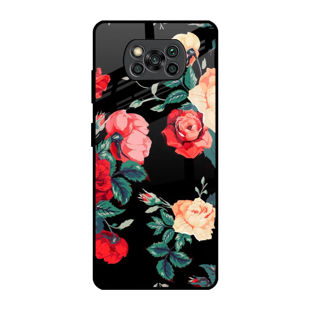 Floral Bunch Poco X3 Pro Glass Back Cover Online