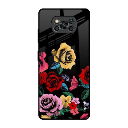 Floral Decorative Poco X3 Pro Glass Back Cover Online