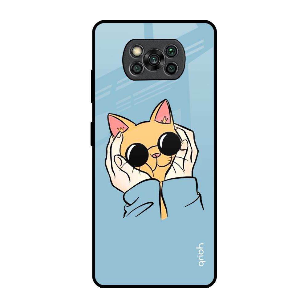 Adorable Cute Kitty Poco X3 Pro Glass Back Cover Online