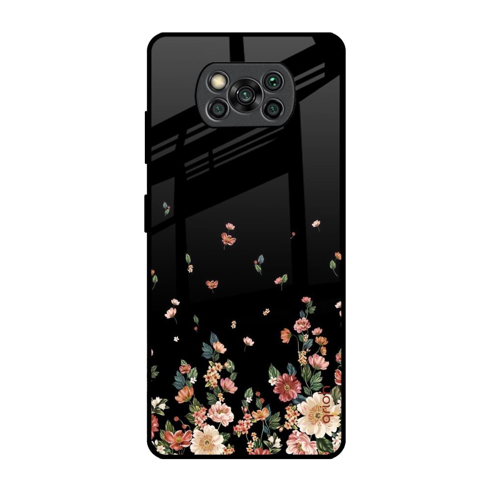 Floating Floral Print Poco X3 Pro Glass Back Cover Online