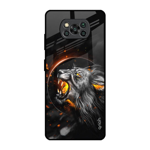 Aggressive Lion Poco X3 Pro Glass Back Cover Online