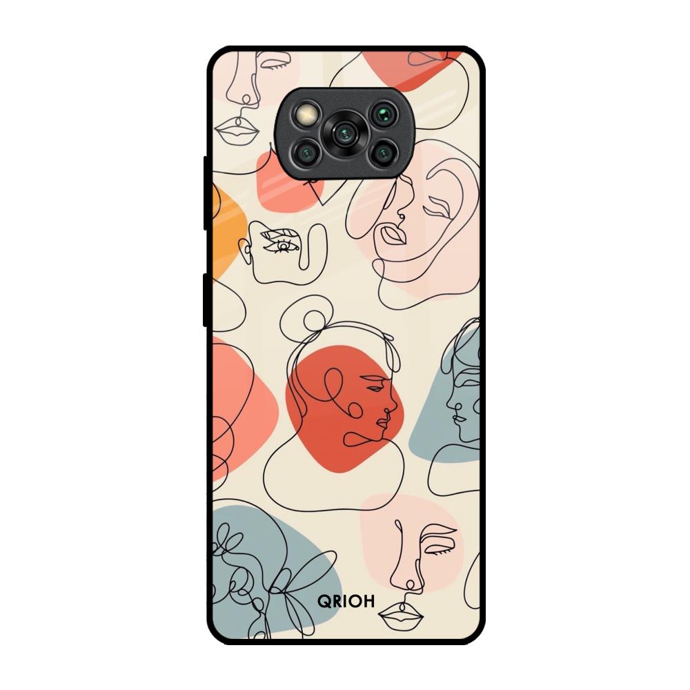 Abstract Faces Poco X3 Pro Glass Back Cover Online