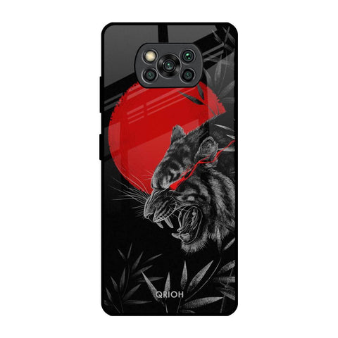 Red Moon Tiger Poco X3 Pro Glass Back Cover Online