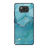 Blue Golden Glitter Poco X3 Pro Glass Back Cover Online