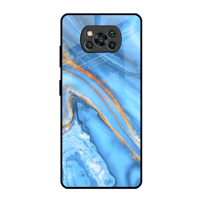 Vibrant Blue Marble Poco X3 Pro Glass Back Cover Online