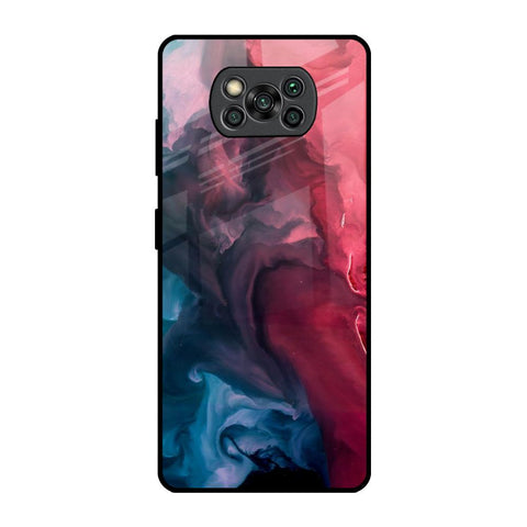 Blue & Red Smoke Poco X3 Pro Glass Back Cover Online