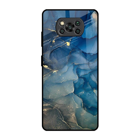 Blue Cool Marble Poco X3 Pro Glass Back Cover Online