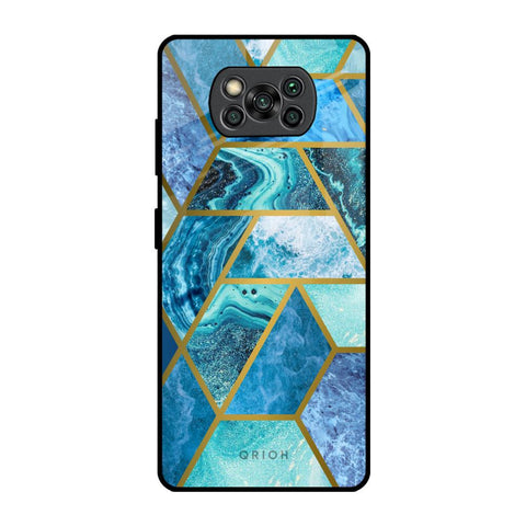 Turquoise Geometrical Marble Poco X3 Pro Glass Back Cover Online