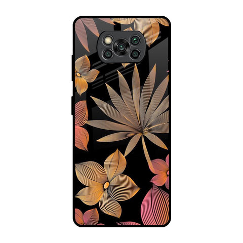 Lines Pattern Flowers Poco X3 Pro Glass Back Cover Online