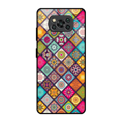 Multicolor Mandala Poco X3 Pro Glass Back Cover Online