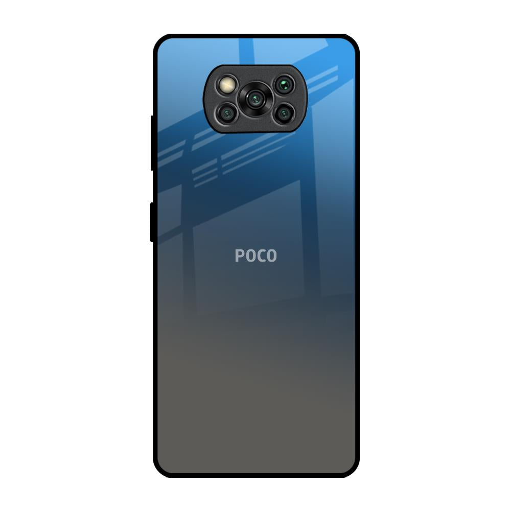 Blue Grey Ombre Poco X3 Pro Glass Back Cover Online