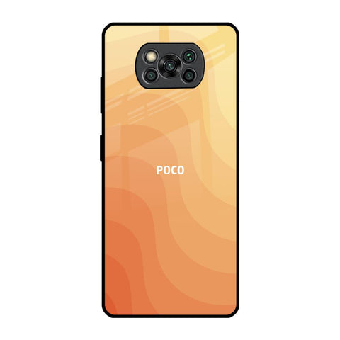 Orange Curve Pattern Poco X3 Pro Glass Back Cover Online