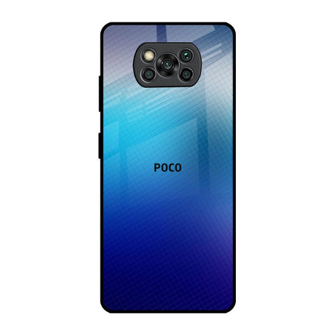 Blue Rhombus Pattern Poco X3 Pro Glass Back Cover Online