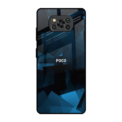 Polygonal Blue Box Poco X3 Pro Glass Back Cover Online